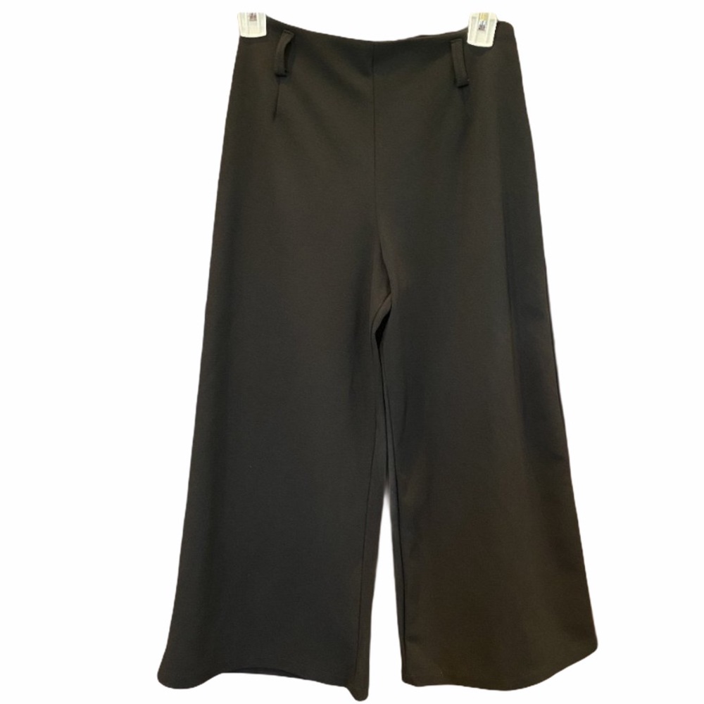 Hipster Black Wide Leg Cropped Trouser Pants